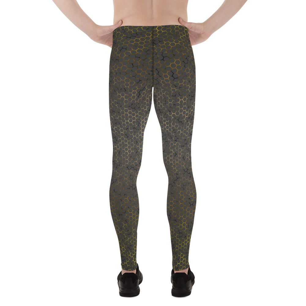 Download Gold Mesh on Black Men's Leggings ⋆ KraziLegs