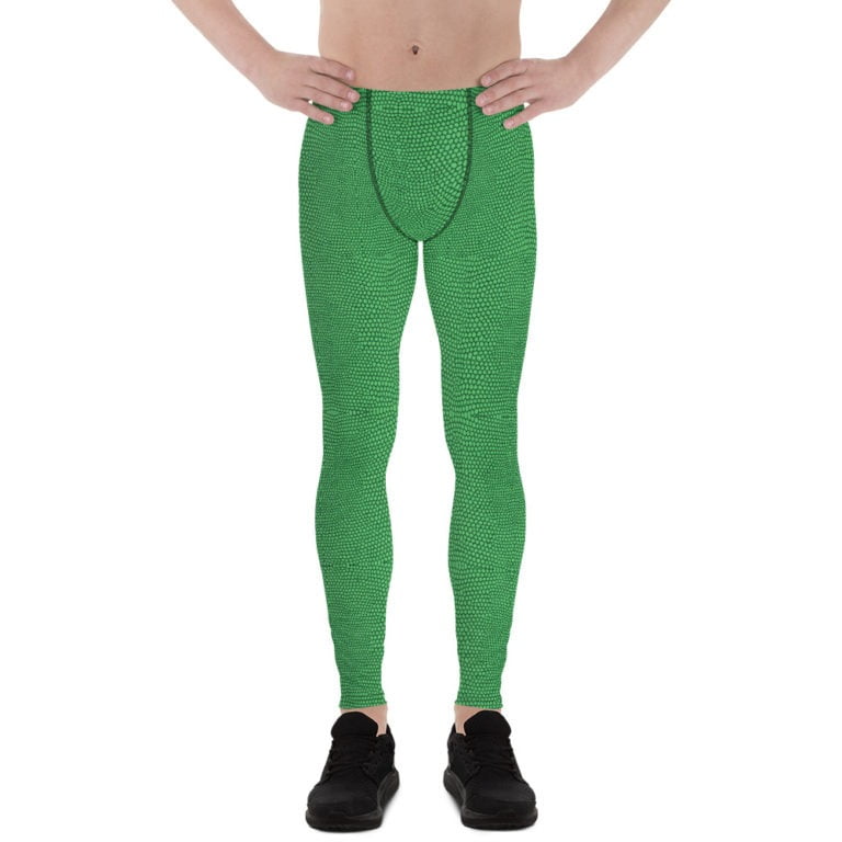 Green Chameleon Lizard Men's Leggings ⋆ KraziLegs